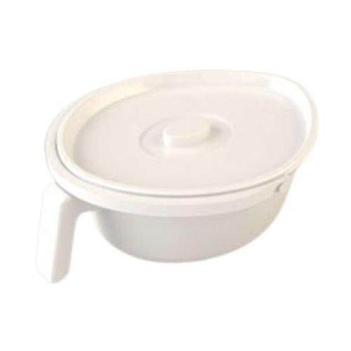 The 71019FH Replacement Bucket for a Commode is oval shaped with a handle and lid.