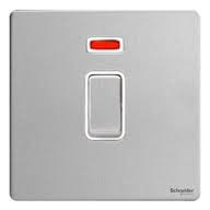 20A DP SWITCH C/W NEON S/STEEL