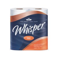 WHISPER 2 PLY 320 LUXURY TOILET ROLL X 36