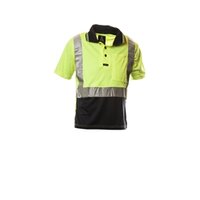 801082 Hi Vis-Polo Shirt, SS,Tape, Yellow/Blue