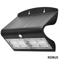 Robus SOL 6.8W Solar LED Wall light with PIR IP65 Black 4000K