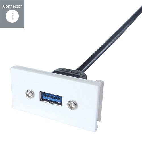 AV faceplate with snap-in USB 3 module installed in wall plate - 20-0008
