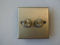 400W 2 Gang 2 Way Dimmer Satin Chrom