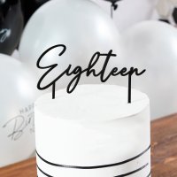 Black 'Eighteen' Acrylic Cake Topper