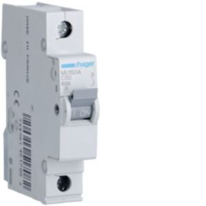 Hager 50A S/P C Curve 6kA MCB MU150A