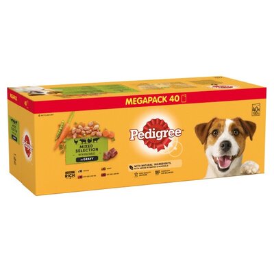 Pedigree Pouches Chicken Beef Turkey Lamb in Gravy 40 x 100g Mega Pack