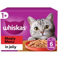 Whiskas 1+ Adult Cat Can Meaty Selection in Jelly 400g 6pk x 4