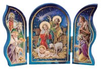 Wood Nativity/Triptych/Gold Foil Highlights   (89166)