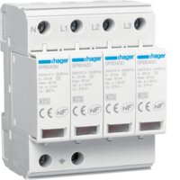 HAGER 4P SURGE PROTECTION DEVICE PLUGGABLE 40KA CLASS 2 EOL INDICATOR
