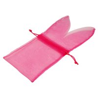 Fuscia organza Easter bunny bag 29 x 12cm - 10pcs