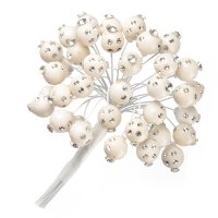 Pearls With Diamante On Stem Ivory - Dia 10mm