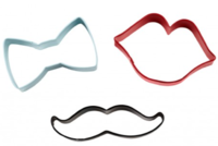 WILTON : TIE, MOUSTACHE & LIPS COOKIE CUTTER SET