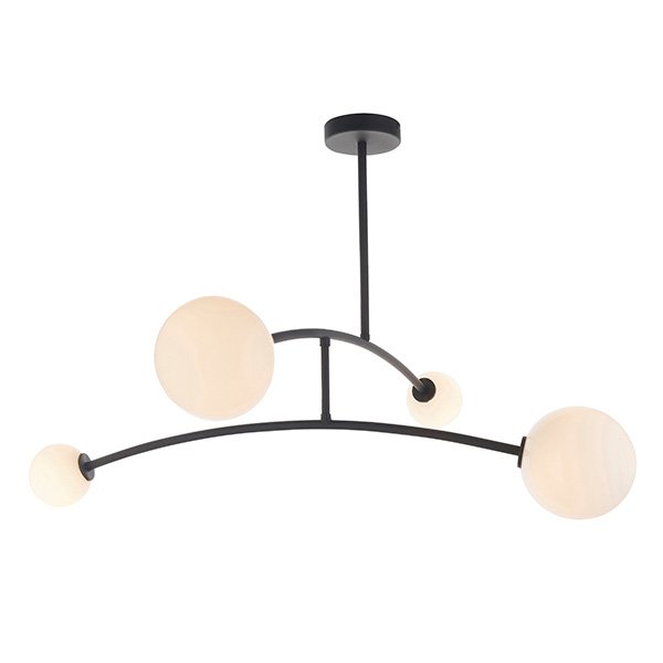 Endon Black Ceiling Light With 4 Opal Glass Shades