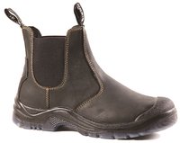 Bison Grizzly Steel Toe Slip On Safety Boot c/w Scuff Cap Black