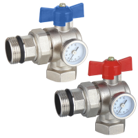 Tucker French Angle 1' Ball valve With Temp Gauge set (Pair) ZL-4013