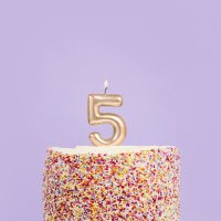 Gold Number '5' Candle