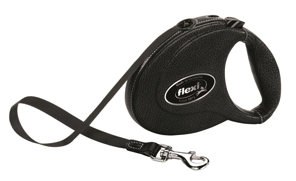 Flexi 8712 Leather Dog Tape Black Medium 5m