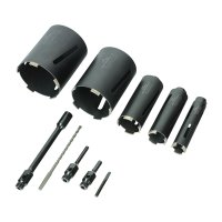 Core Drill Bit Kit 38-127mm Dry Diamond (Black) ROTARY USE ONLY