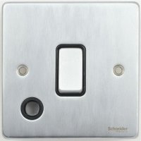 Schneider Ultimate Low Profile 20Amp Double Pole switch with Flex outlet Brushed Chrome with Black Insert | LV0701.0223