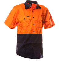 801121 150 gsm Cotton Shirt, Short Sleeve,Orange/Blue
