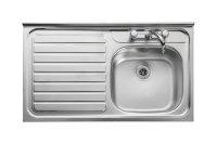 LC106L 1000mm x 600mm SINK SINGLE BOWL, SINGLE DRAINER SQUARE EDGE LEFT HAND DRAINER 2 TAPHOLE