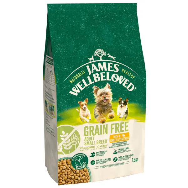 James Wellbeloved Dog Adult Grain Free Small Breed Rich In Turkey & Vegetables 1.5kg