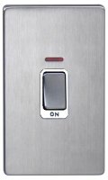 DETA Screwless Tall Cooker switch with neon Satin Chrome White Insert | LV0201.0076