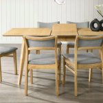 Salz 140 to 180cm Natural Oak Veneer Table & 6 Grey Chairs  2