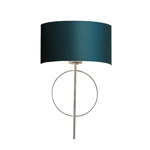 Endon Hoop Silver Leaf Wall Light With Teal Shade