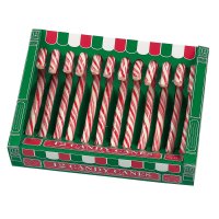 Green box of 12 red and white candy canes (12.8cm) - 24 x 170g