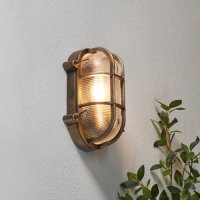 Davey Outdoor Caged Oval Bulkhead Wall Light, Gold