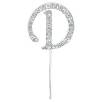 Diamante Letter "D" On Stem Silver - 4.5cm