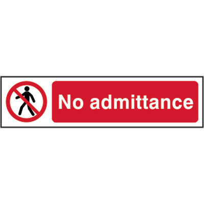 Safety Sign No Admittance PVC 200x50mm
