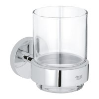 Grohe Essentials Crystal glass with holder, Chrome