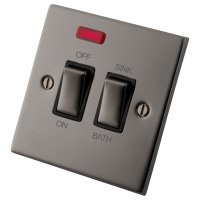 Black Nickel Dual Immersion on/off switch with Neon