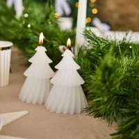 White Christmas Tree Candles - Pack of 2
