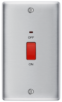 BG Electrical NBS72-01 Double Pole Large Cooker Control Unit with a Power Indicator, 45 Amp, Brushed Steel