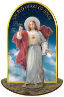 Wood Statuette/Leaflet/Sacred Heart  (56015)