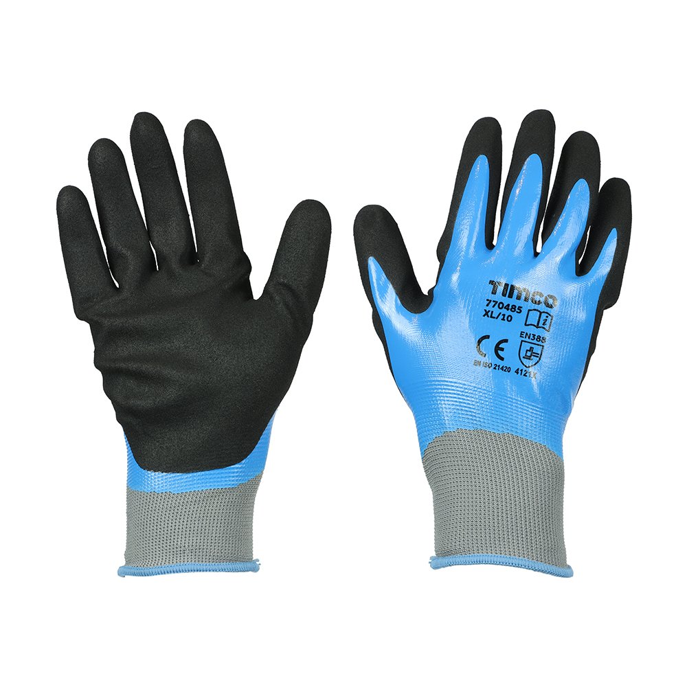 Timco waterproof grip gloves sandy nitrile foam coated polyester - 770485