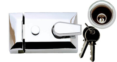 Deadlock Cylinder Night Latch 90mm Polished Chrome