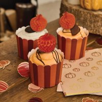 Pumpkin Honeycomb Food Picks & Food Cup Set - Pack of 10