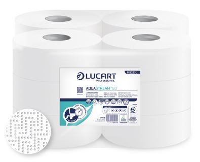 Lucart Aquastream Mini Jumbo Toilet Roll (2.25"Core) 150m x 12 rolls