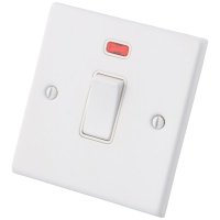 White 20A Double Pole Sw c/w Neon 6011-051