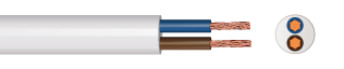  PVC 2X0.75 2 Core 0.75mmSQ White Round Flex 2182Y