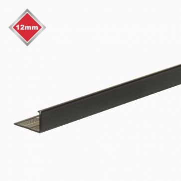 L-Shaped Tile Trim Smooth Black 12mm 2.4m