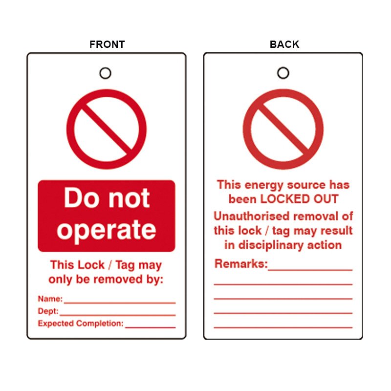 DOUBLE SIDED LOCKOUT TAG 75X135 PACK OF 10