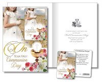 Communion Card/Girl/Laminated Leaflet   (C27608)