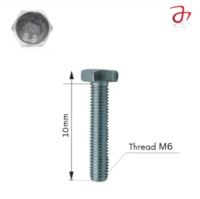 DIN 933 Set-Screw M6X10 Steel Zinc-Plated 8.8