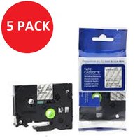 Compatible Brother TZE 135  White on Clear 12mm x 8m Pack of 5