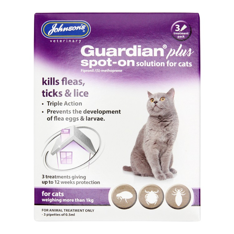 Johnsons Guardian Plus Spot On Solution For Cats 3 Treatments 1x6  